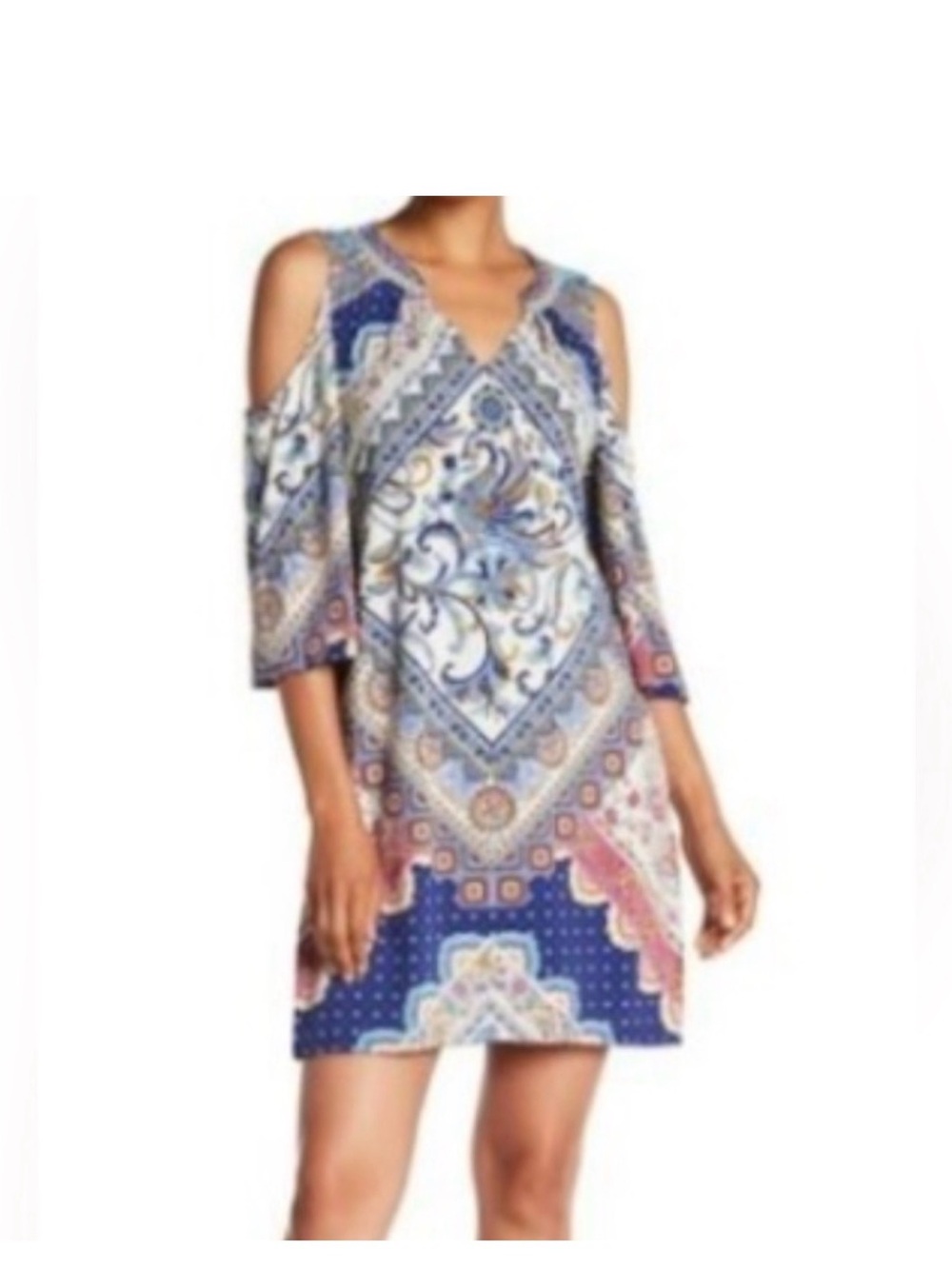 Hale Bob Cold Shoulder Dress with Boho Earrings